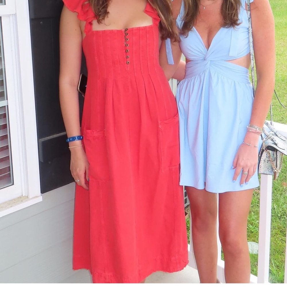 FP orangish red midi dress